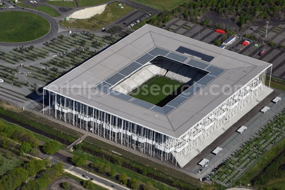 Aerial image Bordeaux - Sports facility grounds of the Arena stadium Stade Matmut Atlantique an der Cours Jules Ladoumegue before the European Football Championship Euro 2016 in Bordeaux in Aquitaine Limousin Poitou-Charentes, France