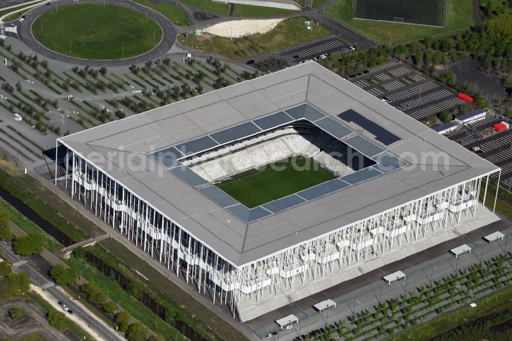 Aerial photograph Bordeaux - Sports facility grounds of the Arena stadium Stade Matmut Atlantique an der Cours Jules Ladoumegue before the European Football Championship Euro 2016 in Bordeaux in Aquitaine Limousin Poitou-Charentes, France