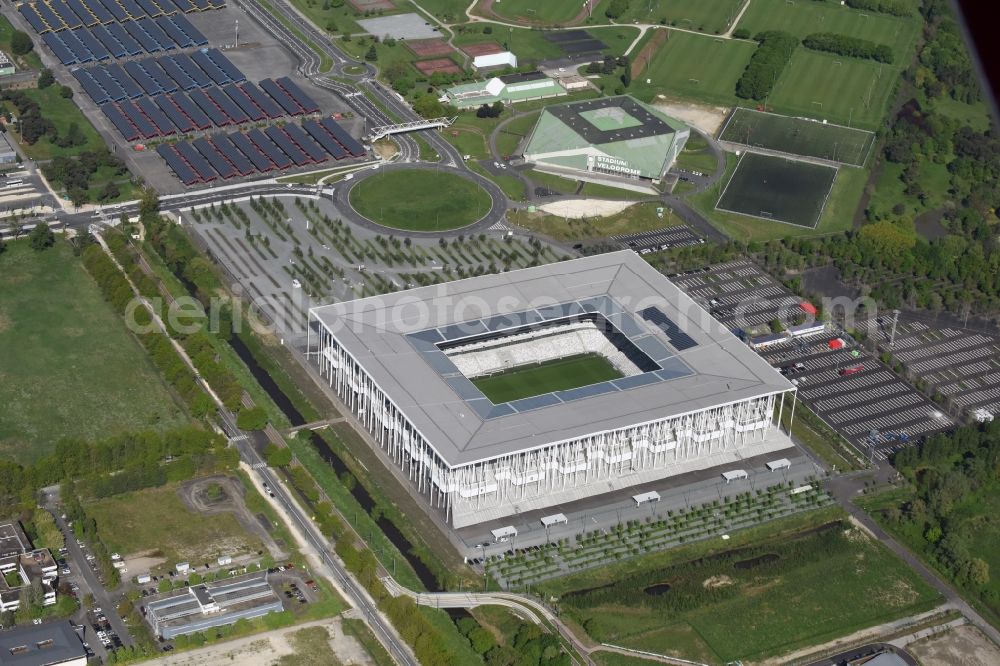 Bordeaux from above - Sports facility grounds of the Arena stadium Stade Matmut Atlantique an der Cours Jules Ladoumegue before the European Football Championship Euro 2016 in Bordeaux in Aquitaine Limousin Poitou-Charentes, France