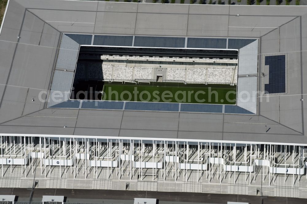 Aerial photograph Bordeaux - Sports facility grounds of the Arena stadium Stade Matmut Atlantique an der Cours Jules Ladoumegue before the European Football Championship Euro 2016 in Bordeaux in Aquitaine Limousin Poitou-Charentes, France