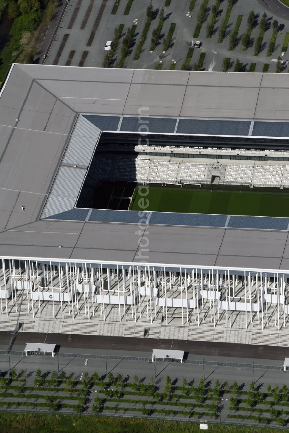 Bordeaux from above - Sports facility grounds of the Arena stadium Stade Matmut Atlantique an der Cours Jules Ladoumegue before the European Football Championship Euro 2016 in Bordeaux in Aquitaine Limousin Poitou-Charentes, France