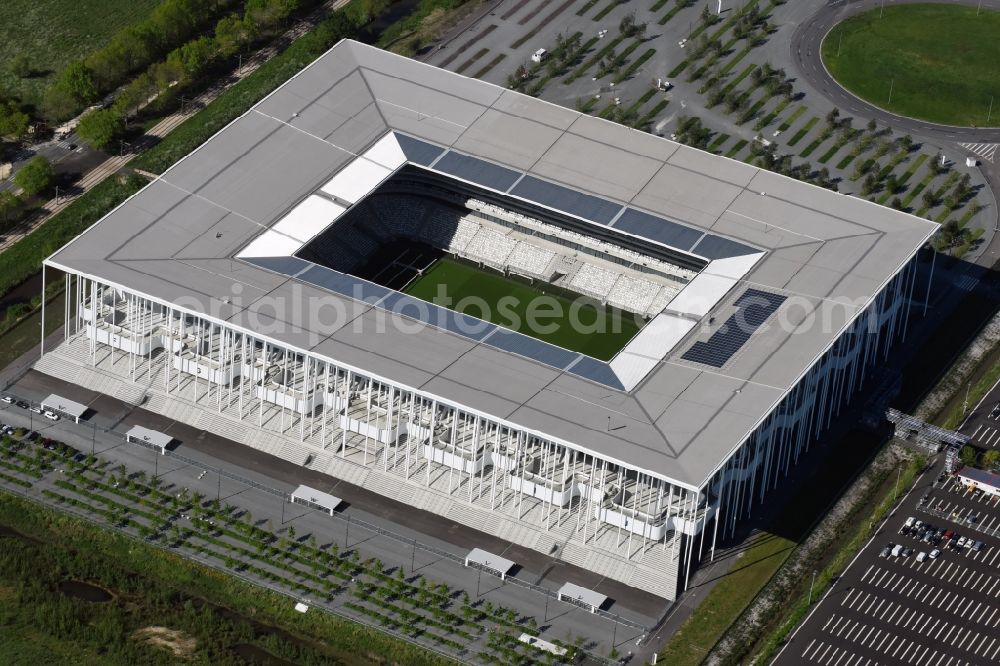 Bordeaux from the bird's eye view: Sports facility grounds of the Arena stadium Stade Matmut Atlantique an der Cours Jules Ladoumegue before the European Football Championship Euro 2016 in Bordeaux in Aquitaine Limousin Poitou-Charentes, France