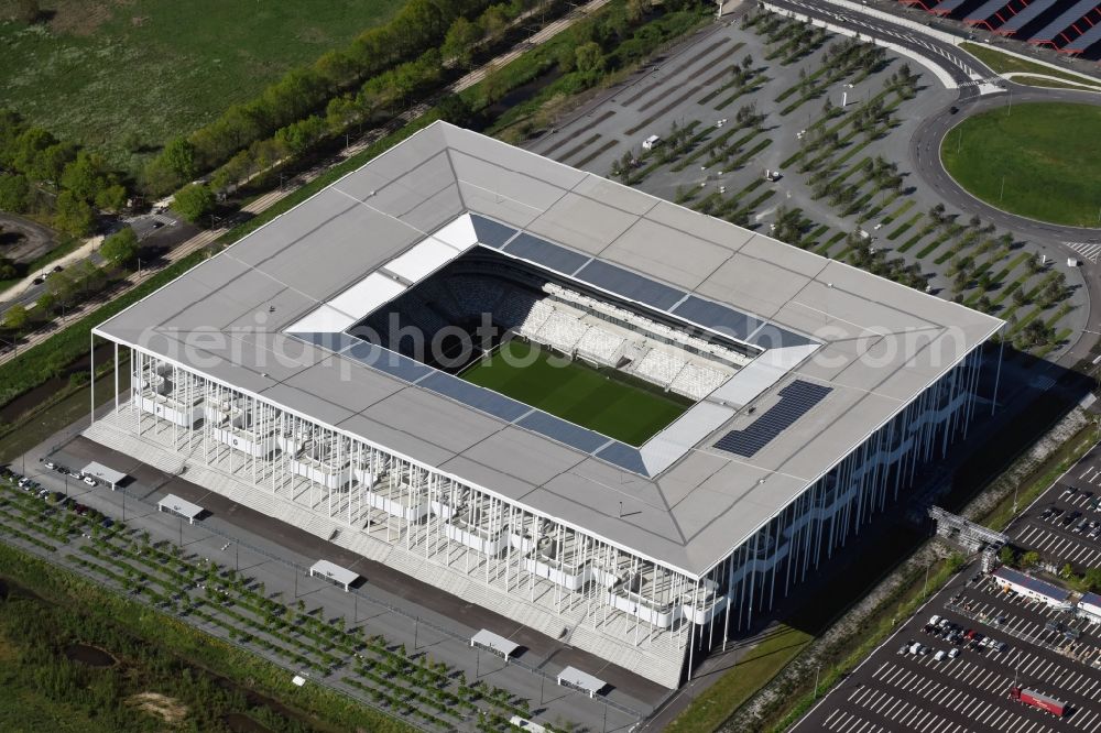 Aerial image Bordeaux - Sports facility grounds of the Arena stadium Stade Matmut Atlantique an der Cours Jules Ladoumegue before the European Football Championship Euro 2016 in Bordeaux in Aquitaine Limousin Poitou-Charentes, France