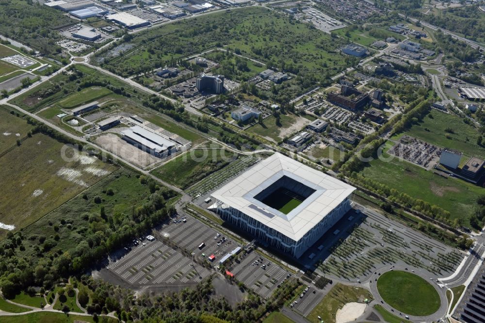 Bordeaux from above - Sports facility grounds of the Arena stadium Stade Matmut Atlantique an der Cours Jules Ladoumegue before the European Football Championship Euro 2016 in Bordeaux in Aquitaine Limousin Poitou-Charentes, France