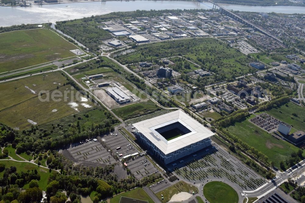 Aerial image Bordeaux - Sports facility grounds of the Arena stadium Stade Matmut Atlantique an der Cours Jules Ladoumegue before the European Football Championship Euro 2016 in Bordeaux in Aquitaine Limousin Poitou-Charentes, France