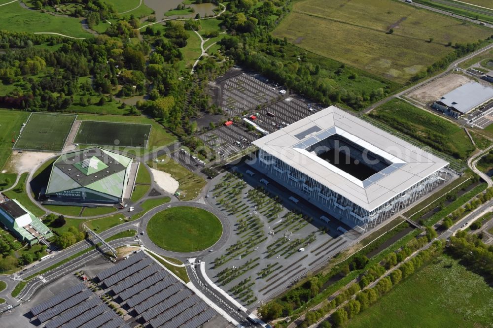 Bordeaux from above - Sports facility grounds of the Arena stadium Stade Matmut Atlantique an der Cours Jules Ladoumegue before the European Football Championship Euro 2016 in Bordeaux in Aquitaine Limousin Poitou-Charentes, France