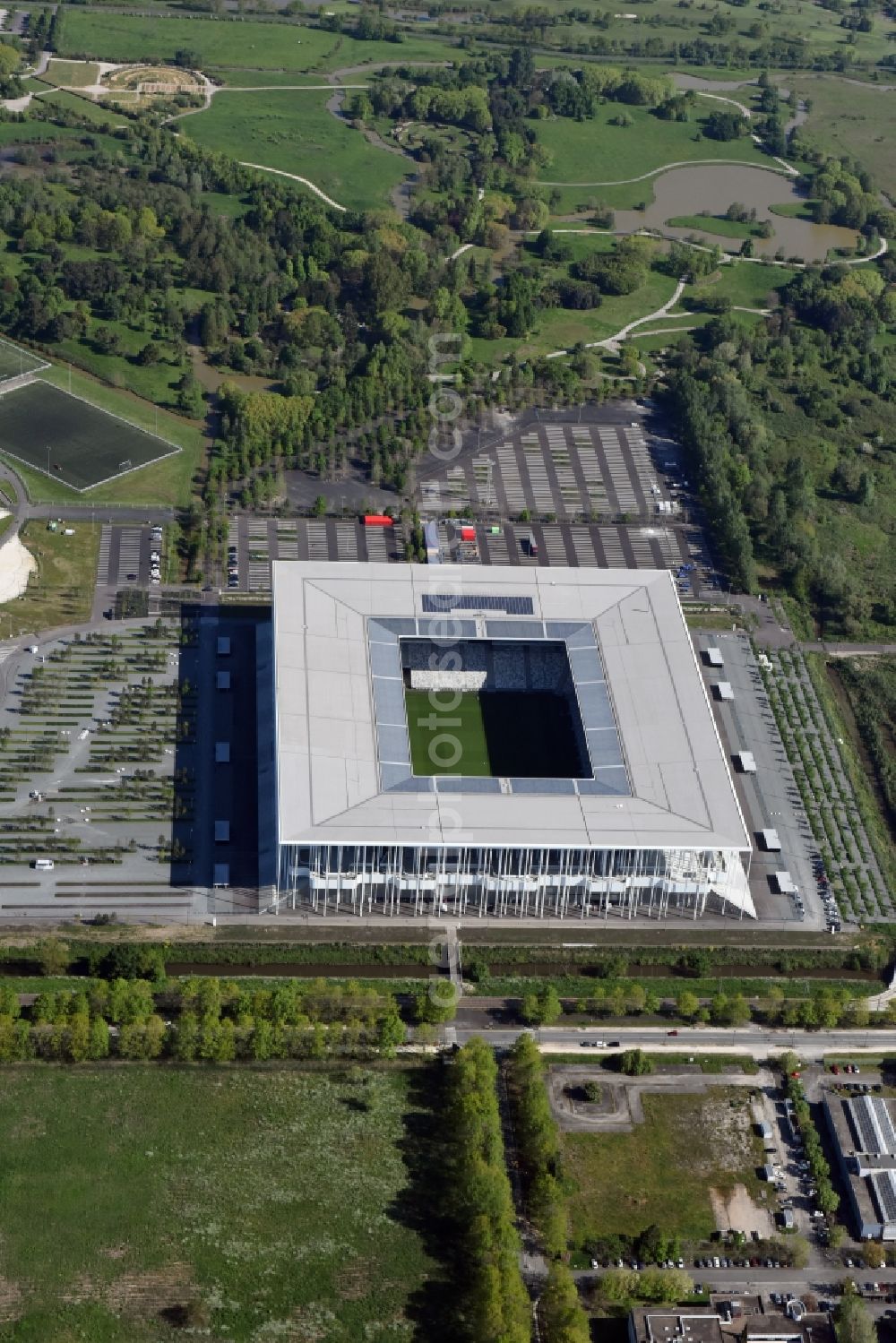 Aerial photograph Bordeaux - Sports facility grounds of the Arena stadium Stade Matmut Atlantique an der Cours Jules Ladoumegue before the European Football Championship Euro 2016 in Bordeaux in Aquitaine Limousin Poitou-Charentes, France