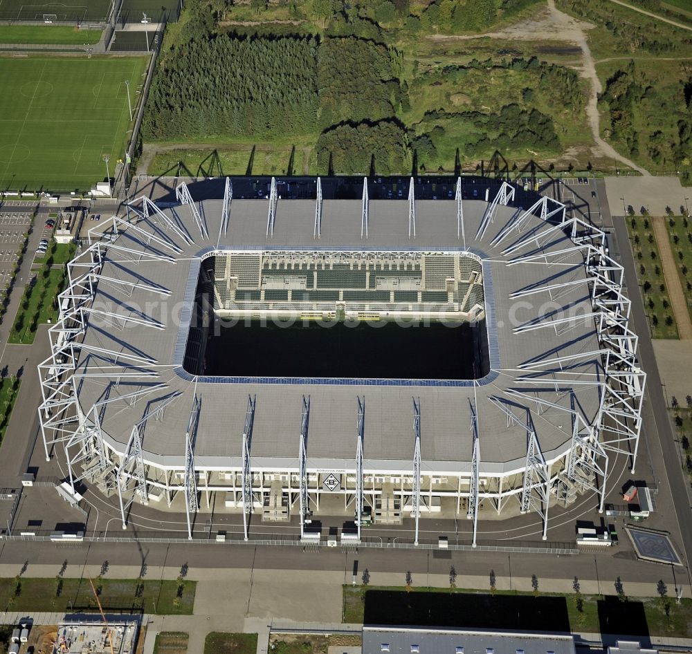 Aerial image Mönchengladbach - Sports facility grounds of the Arena stadium BORUSSIA-PARK in Moenchengladbach in the state North Rhine-Westphalia, Germany