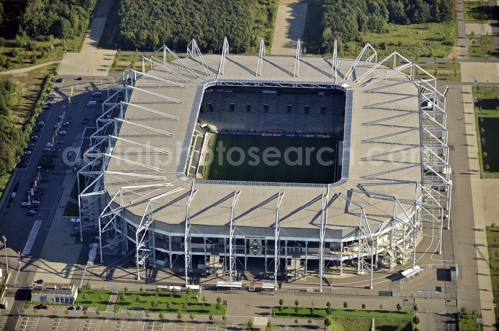 Aerial photograph Mönchengladbach - Sports facility grounds of the Arena stadium BORUSSIA-PARK in Moenchengladbach in the state North Rhine-Westphalia, Germany