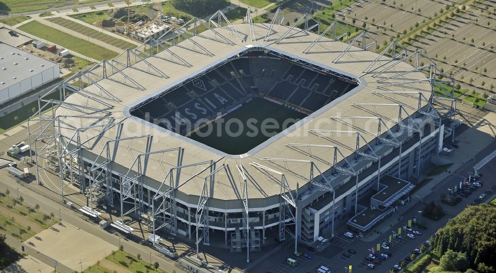 Aerial image Mönchengladbach - Sports facility grounds of the Arena stadium BORUSSIA-PARK in Moenchengladbach in the state North Rhine-Westphalia, Germany