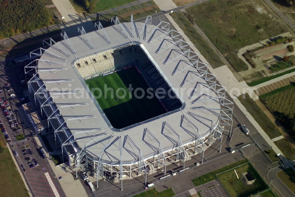 Aerial image Mönchengladbach - Sports facility grounds of the Arena stadium BORUSSIA-PARK in Moenchengladbach in the state North Rhine-Westphalia, Germany