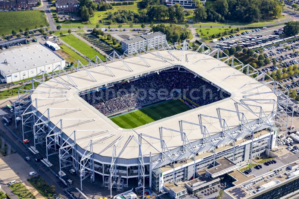 Aerial image Mönchengladbach - Sports facility grounds of the Arena stadium BORUSSIA-PARK in Moenchengladbach in the state North Rhine-Westphalia, Germany