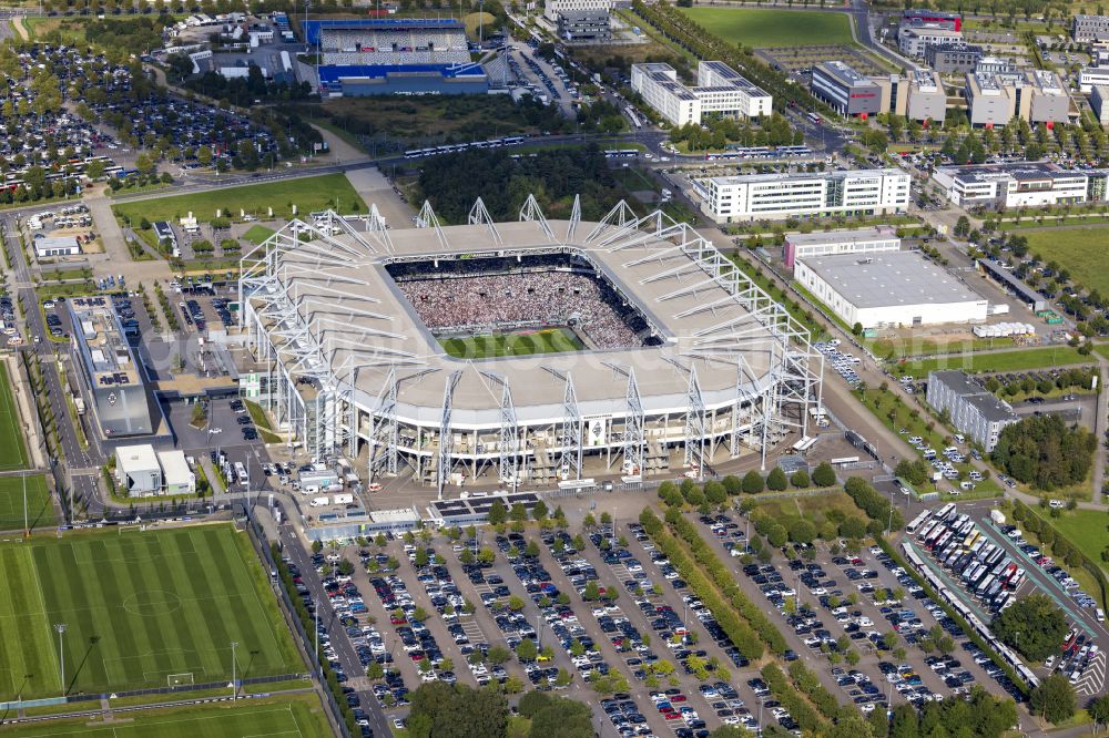 Aerial image Mönchengladbach - Sports facility grounds of the Arena stadium BORUSSIA-PARK in Moenchengladbach in the state North Rhine-Westphalia, Germany