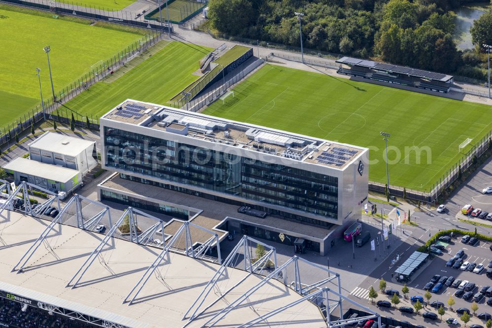 Aerial image Mönchengladbach - Sports facility grounds of the Arena stadium BORUSSIA-PARK in Moenchengladbach in the state North Rhine-Westphalia, Germany