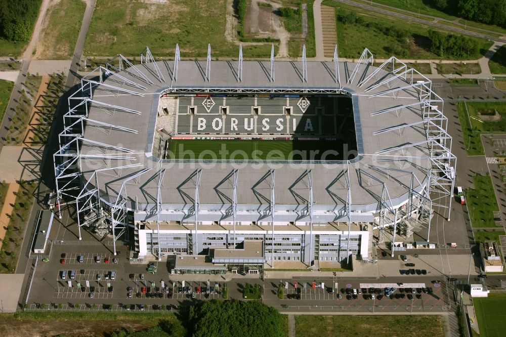 Aerial image Mönchengladbach - Sports facility grounds of the Arena stadium BORUSSIA-PARK in Moenchengladbach in the state North Rhine-Westphalia, Germany