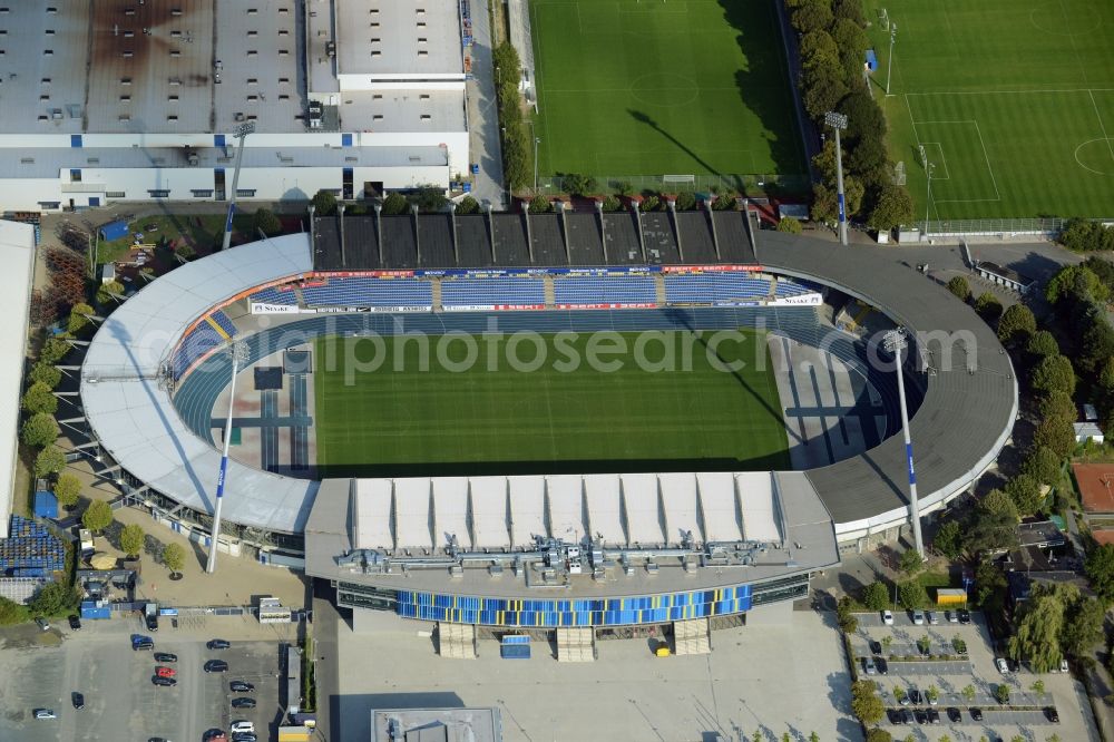 Braunschweig from the bird's eye view: Sports facility grounds of the Arena stadium in Braunschweig in the state Lower Saxony