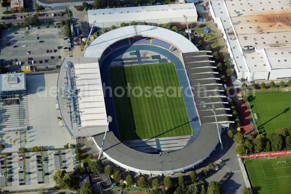 Aerial image Braunschweig - Sports facility grounds of the Arena stadium in Braunschweig in the state Lower Saxony