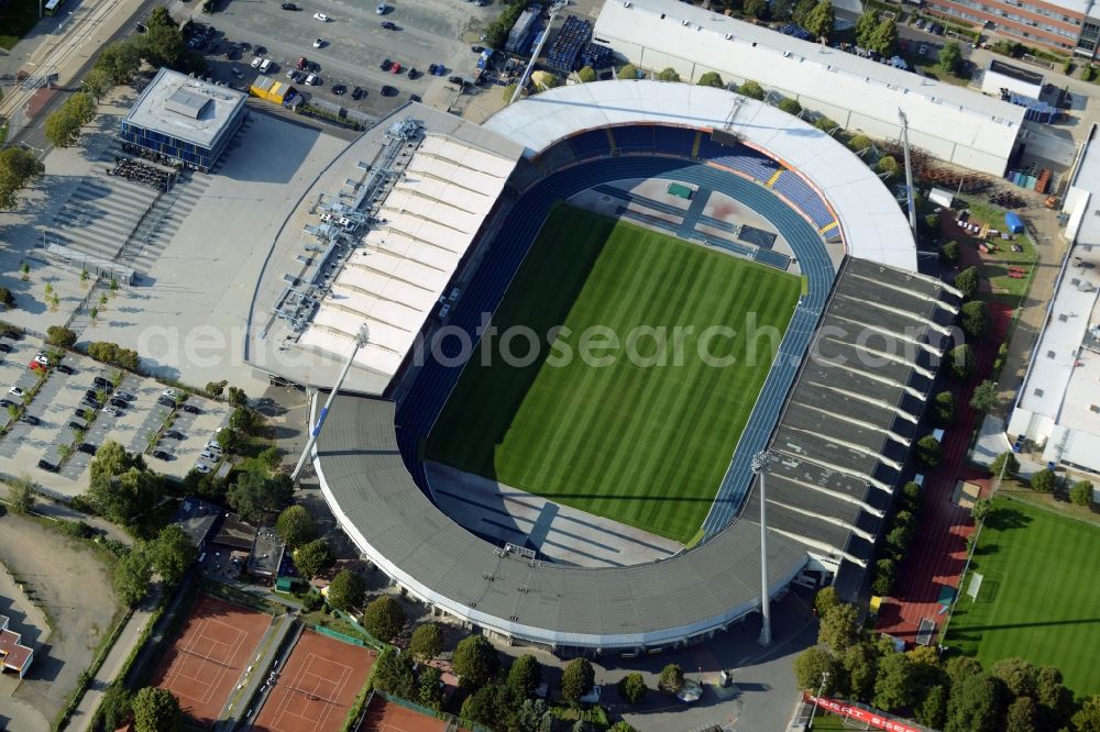 Braunschweig from above - Sports facility grounds of the Arena stadium in Braunschweig in the state Lower Saxony