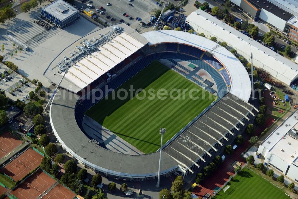 Braunschweig from the bird's eye view: Sports facility grounds of the Arena stadium in Braunschweig in the state Lower Saxony