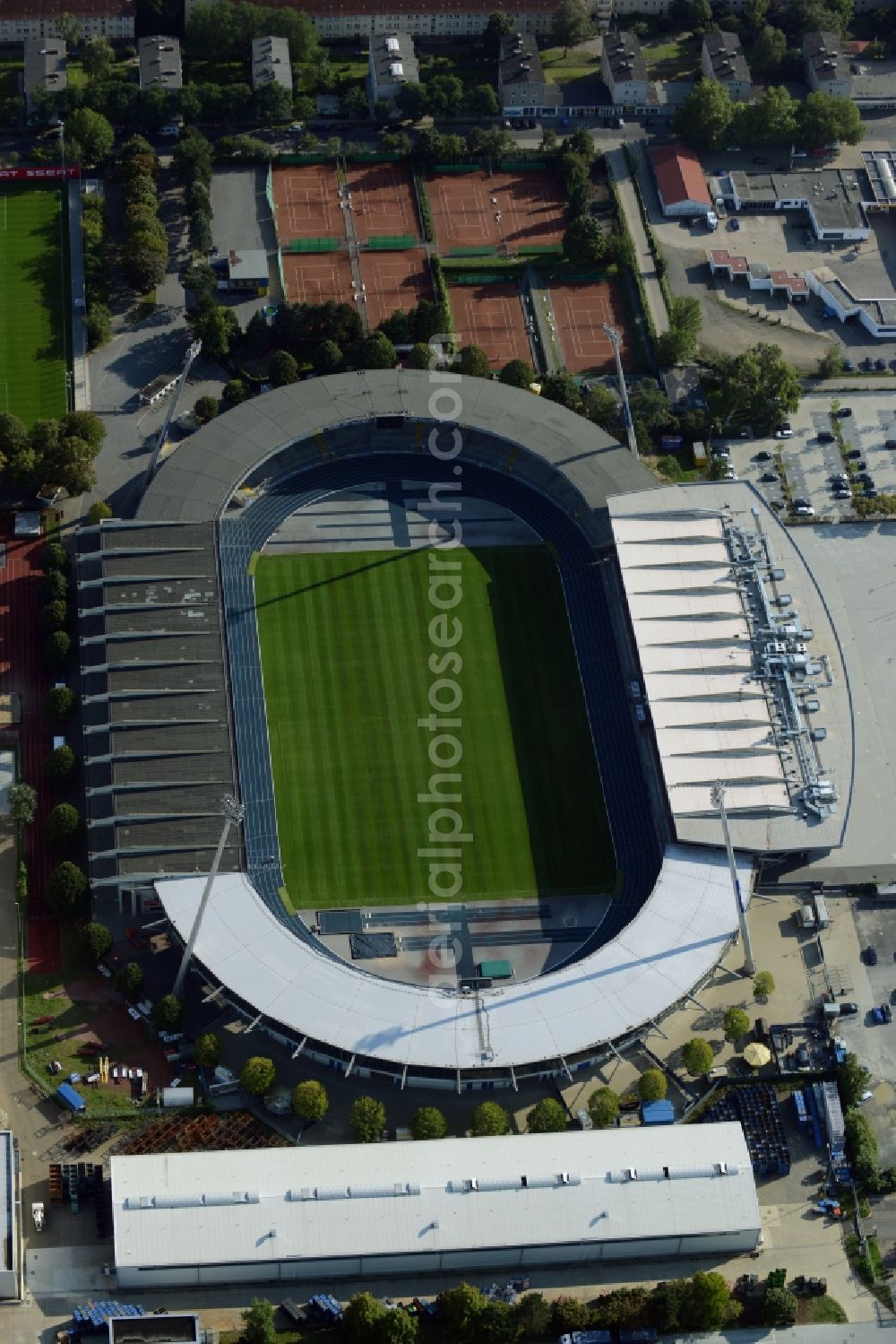 Braunschweig from above - Sports facility grounds of the Arena stadium in Braunschweig in the state Lower Saxony