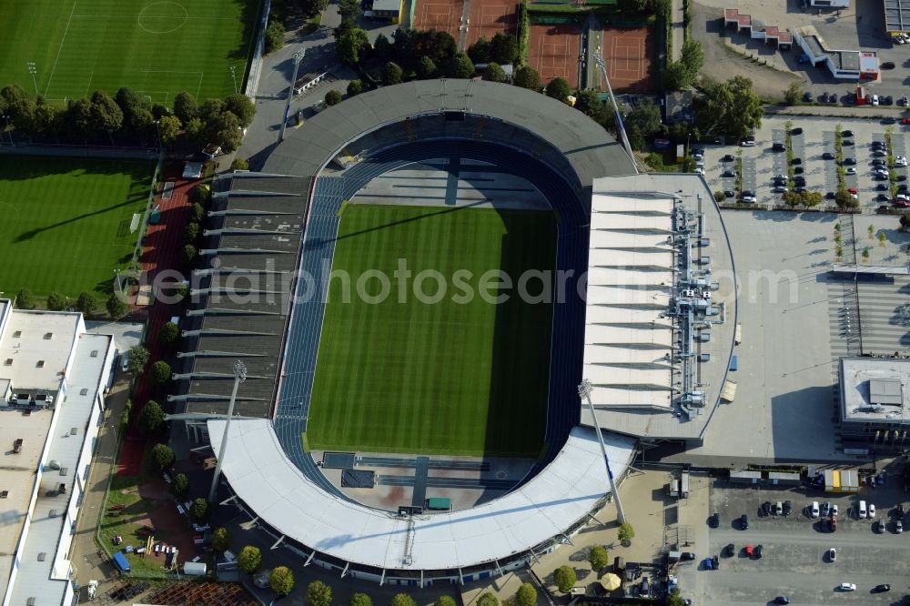 Aerial image Braunschweig - Sports facility grounds of the Arena stadium in Braunschweig in the state Lower Saxony