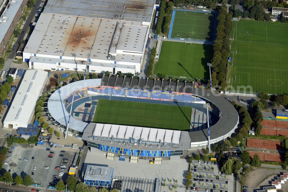 Braunschweig from above - Sports facility grounds of the Arena stadium in Braunschweig in the state Lower Saxony