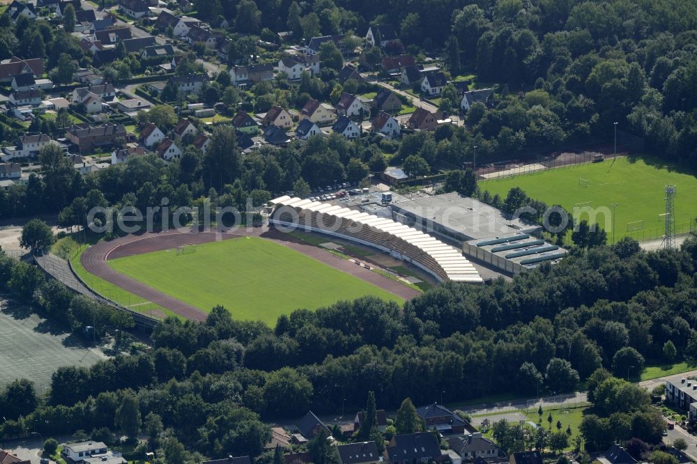 Aerial image Bremerhaven - Sports facility grounds of the Arena stadium in Bremerhaven in the state Bremen