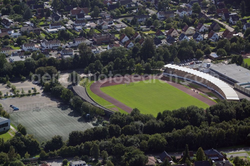 Aerial photograph Bremerhaven - Sports facility grounds of the Arena stadium in Bremerhaven in the state Bremen