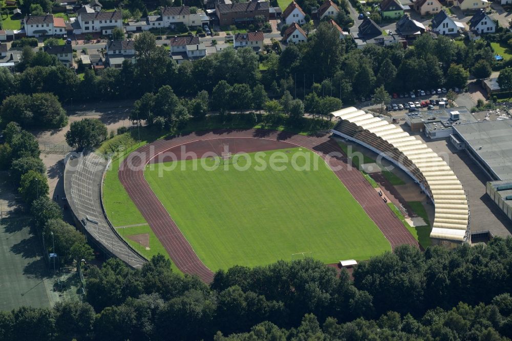 Bremerhaven from above - Sports facility grounds of the Arena stadium in Bremerhaven in the state Bremen