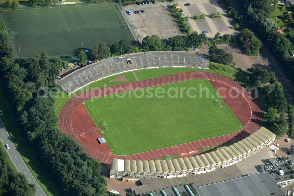 Aerial photograph Bremerhaven - Sports facility grounds of the Arena stadium in Bremerhaven in the state Bremen