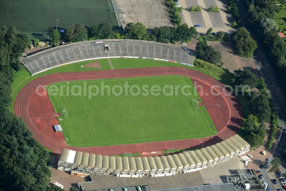 Bremerhaven from above - Sports facility grounds of the Arena stadium in Bremerhaven in the state Bremen