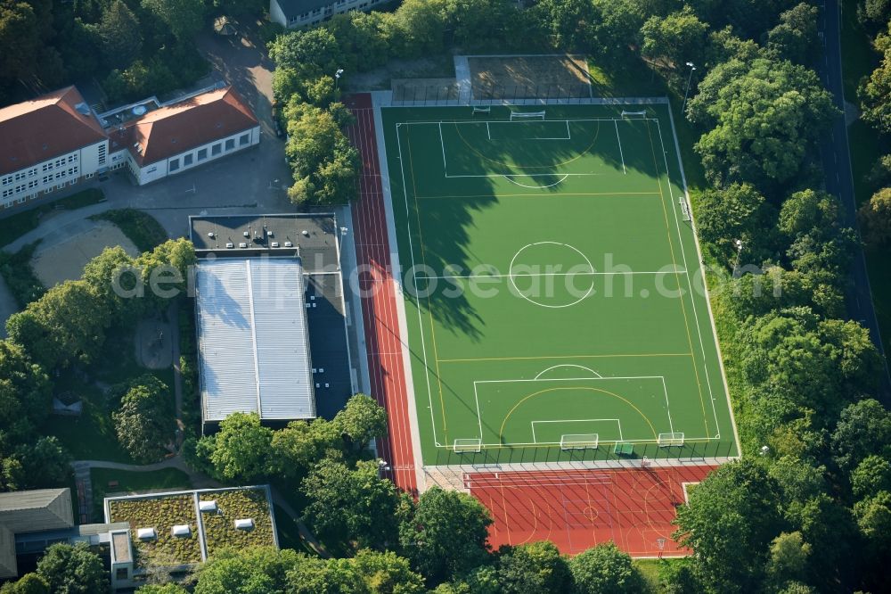 Aerial photograph Berlin - Sports facility grounds of the Arena stadium Britz-Sued on Buckower Donm in the district Britz in Berlin, Germany