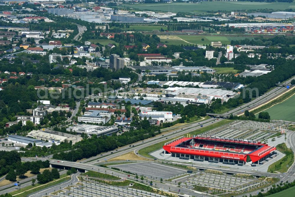 Aerial photograph Regensburg - Sports facility grounds of the Arena stadium Continental Arena in Regensburg in the state Bavaria, Germany