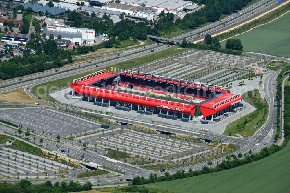 Regensburg from the bird's eye view: Sports facility grounds of the Arena stadium Continental Arena in Regensburg in the state Bavaria, Germany