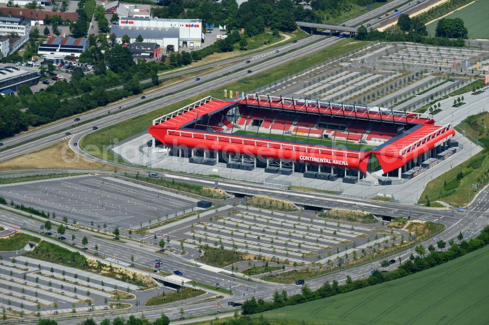 Aerial image Regensburg - Sports facility grounds of the Arena stadium Continental Arena in Regensburg in the state Bavaria, Germany