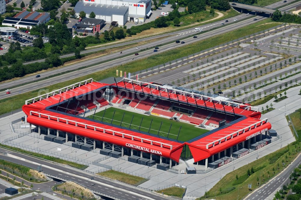 Aerial photograph Regensburg - Sports facility grounds of the Arena stadium Continental Arena in Regensburg in the state Bavaria, Germany