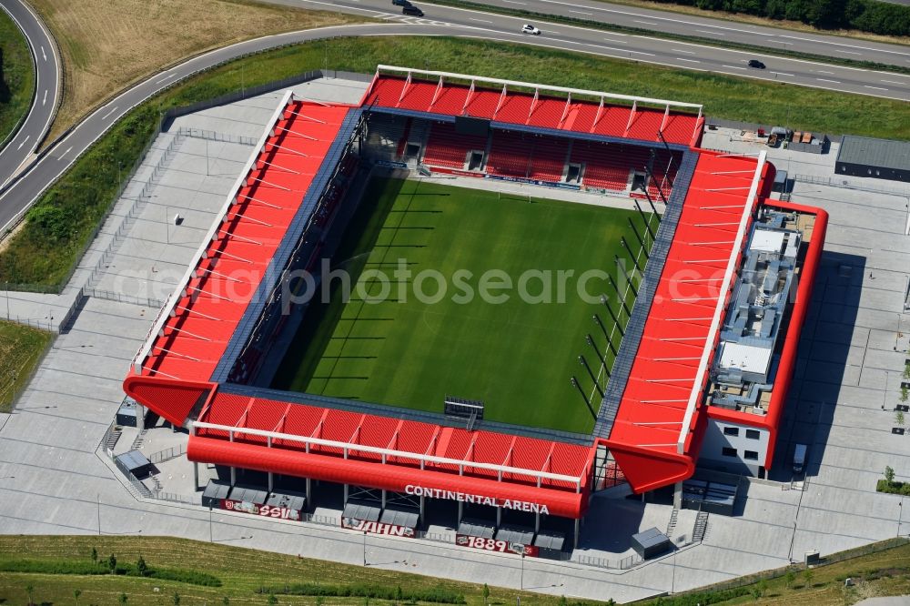 Aerial photograph Regensburg - Sports facility grounds of the Arena stadium Continental Arena in Regensburg in the state Bavaria, Germany