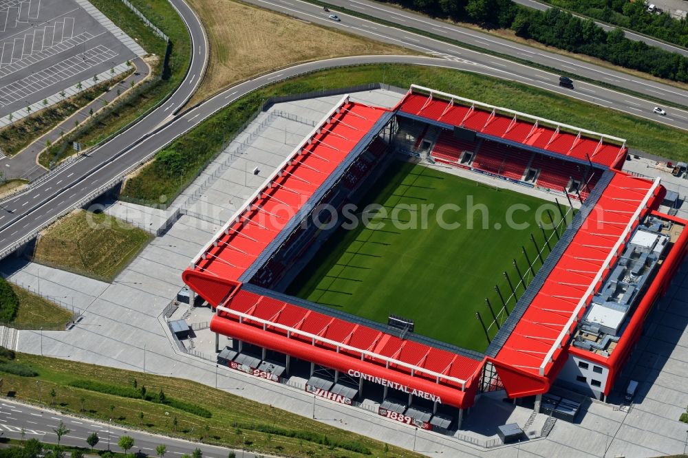 Regensburg from above - Sports facility grounds of the Arena stadium Continental Arena in Regensburg in the state Bavaria, Germany