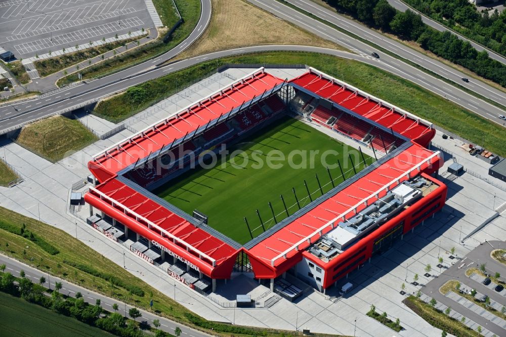 Regensburg from above - Sports facility grounds of the Arena stadium Continental Arena in Regensburg in the state Bavaria, Germany