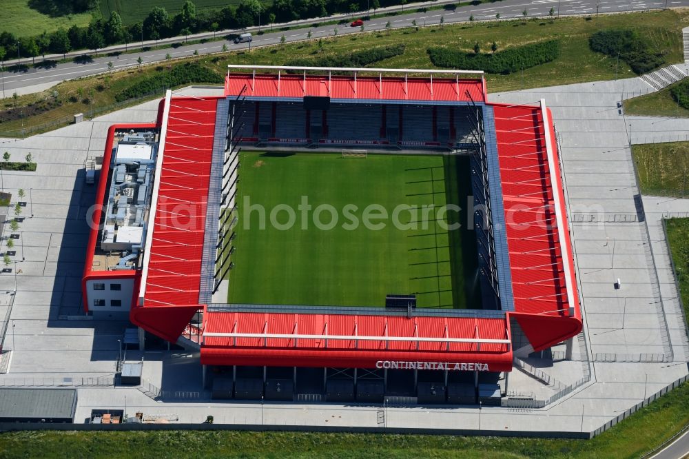 Aerial image Regensburg - Sports facility grounds of the Arena stadium Continental Arena in Regensburg in the state Bavaria, Germany