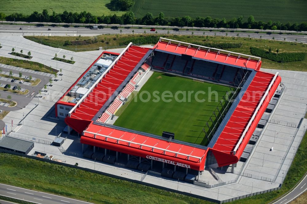 Aerial photograph Regensburg - Sports facility grounds of the Arena stadium Continental Arena in Regensburg in the state Bavaria, Germany