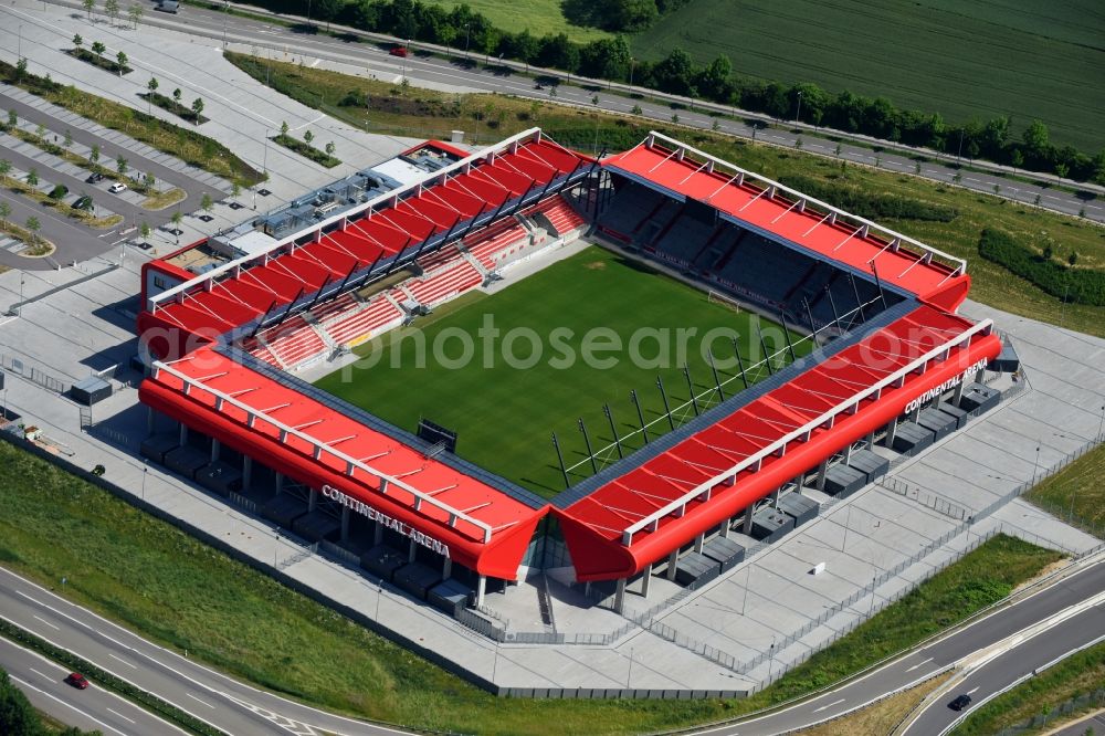 Regensburg from above - Sports facility grounds of the Arena stadium Continental Arena in Regensburg in the state Bavaria, Germany