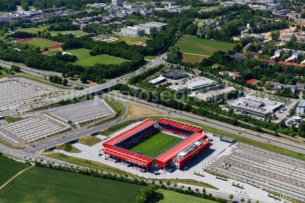 Aerial photograph Regensburg - Sports facility grounds of the Arena stadium Continental Arena in Regensburg in the state Bavaria, Germany