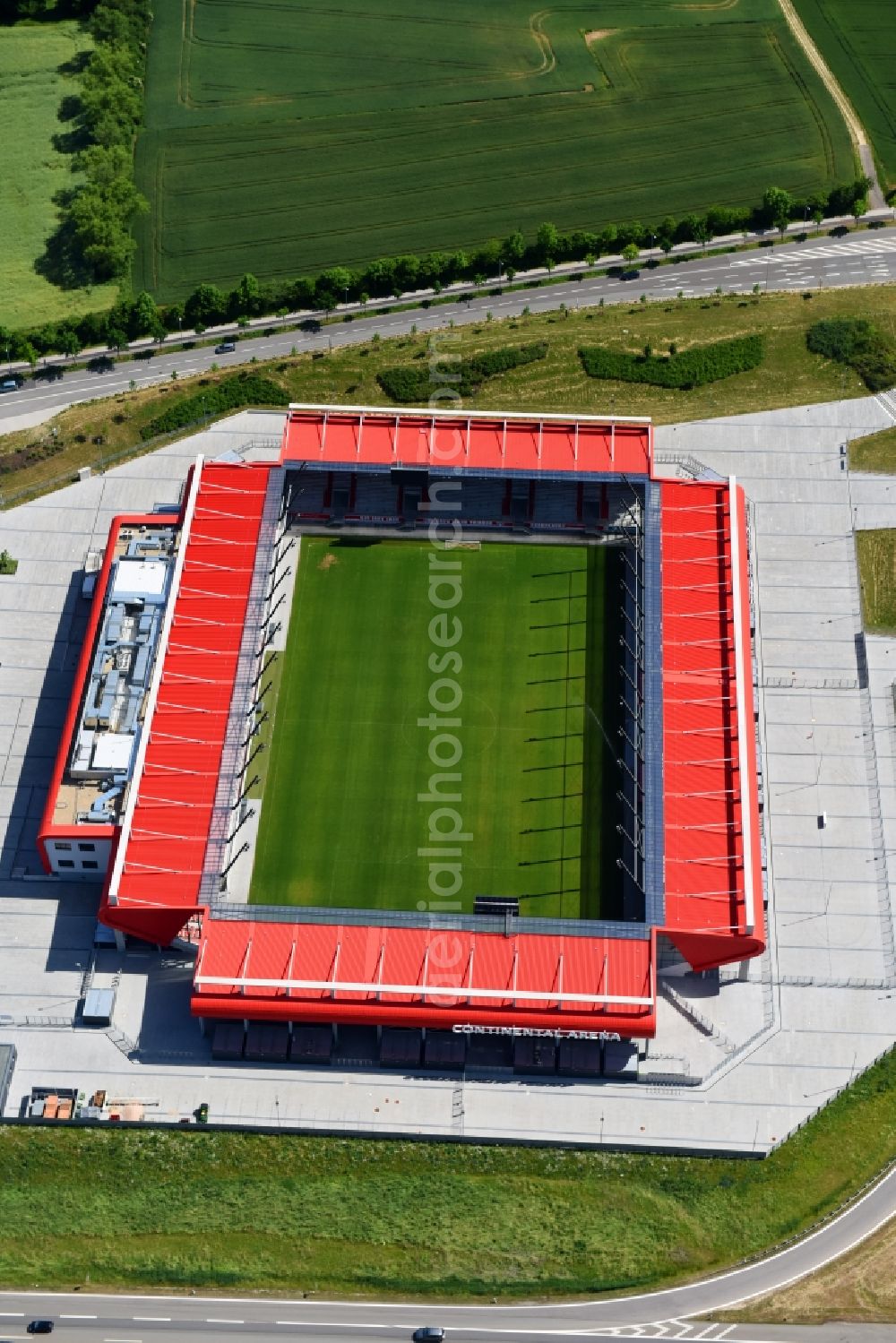 Aerial photograph Regensburg - Sports facility grounds of the Arena stadium Continental Arena in Regensburg in the state Bavaria, Germany