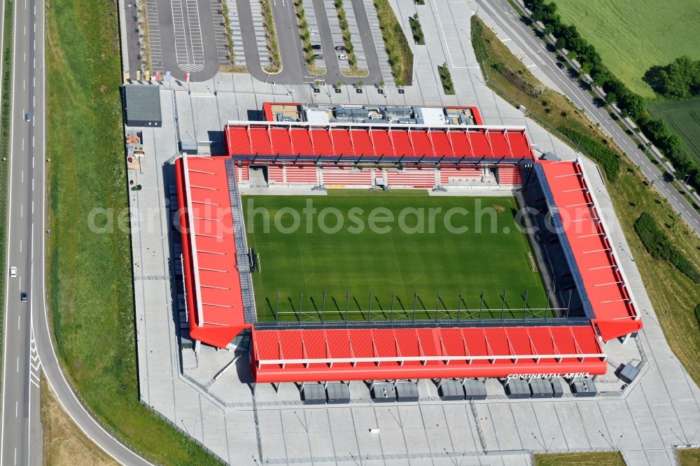 Regensburg from above - Sports facility grounds of the Arena stadium Continental Arena in Regensburg in the state Bavaria, Germany