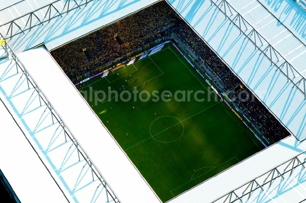 Aerial photograph Dortmund - Sports facility grounds of the Arena stadium in Dortmund in the state North Rhine-Westphalia