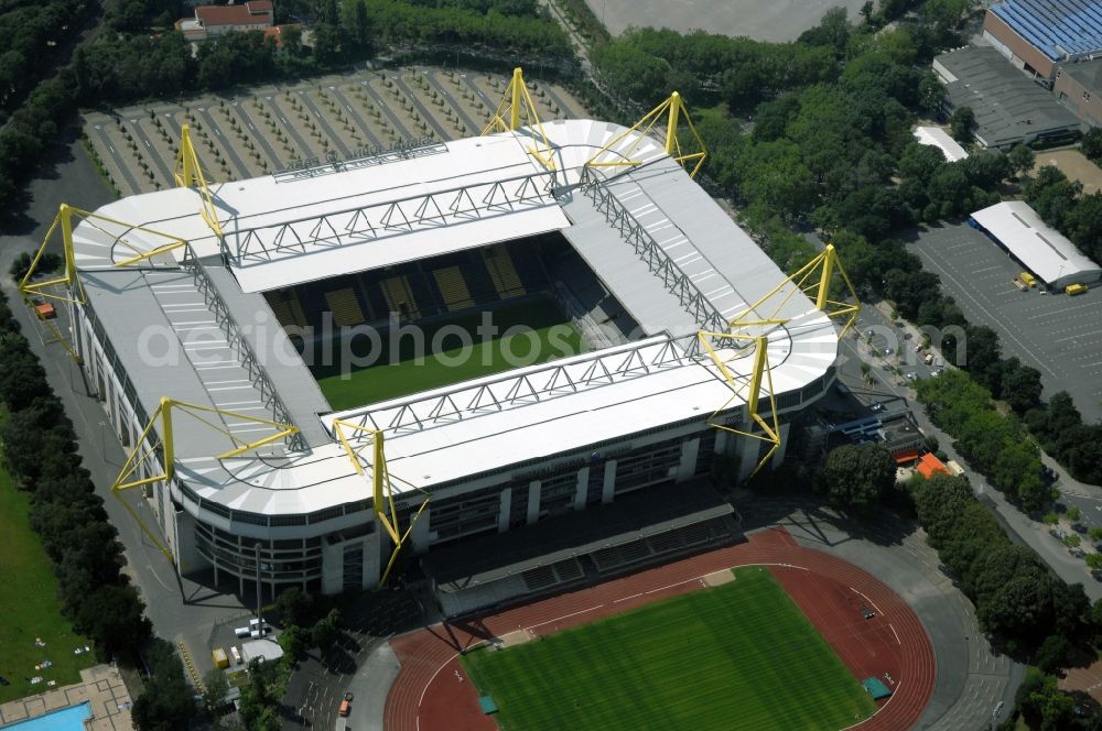 Aerial image Dortmund - Sports facility grounds of the Arena stadium in Dortmund in the state North Rhine-Westphalia