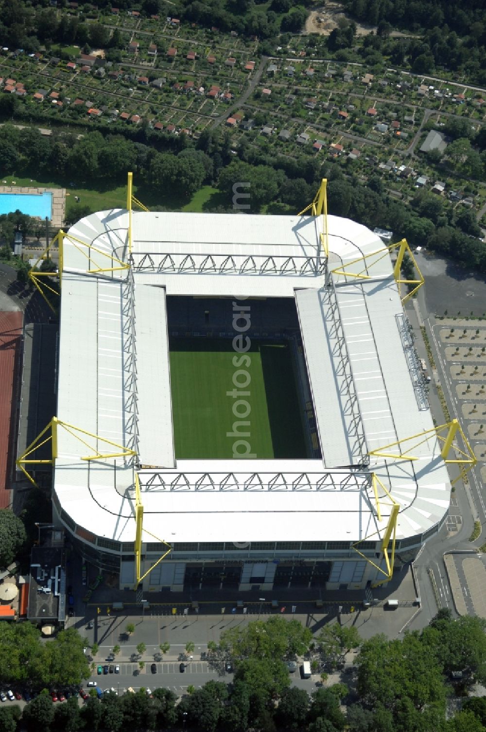 Dortmund from the bird's eye view: Sports facility grounds of the Arena stadium in Dortmund in the state North Rhine-Westphalia