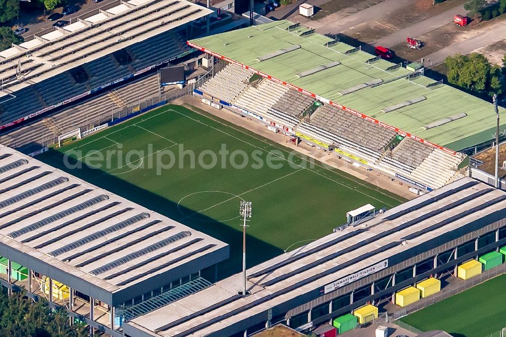 Aerial photograph Freiburg im Breisgau - Sports facility grounds of the Arena stadium Dreisam Stadion in Freiburg im Breisgau in the state Baden-Wurttemberg, Germany