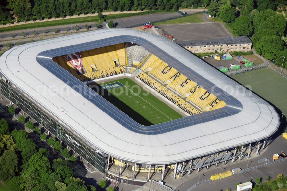 Aerial image Dresden - Sports facility grounds of the Arena stadium DDV-Stadion in Dresden in the state Saxony